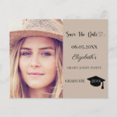 Graduation Party mocha beige Save the Date card (Voorkant)