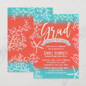 Graduation Party Modern Beach Coral Reef Starfish Kaart (Voorkant / Achterkant)