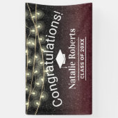 Graduation Party Modern Burgundy Red Glitter Spandoek (Verticaal)