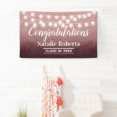 Graduation Party Modern Burgundy & Roos Gold Ombre Spandoek (Insitu)