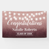 Graduation Party Modern Burgundy & Roos Gold Ombre Spandoek (Horizontaal)
