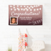 Graduation Party Modern Burgundy & Roos Gold Ombre Spandoek (Insitu)