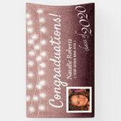 Graduation Party Modern Burgundy & Roos Gold Ombre Spandoek (Verticaal)