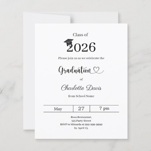Graduation party modern class of 2026 invitation (Voorkant)