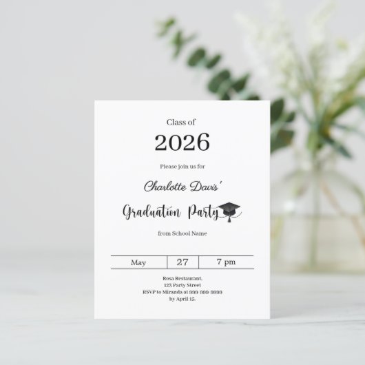 Graduation party modern class of 2026 invitation (Staand voorkant)