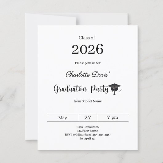 Graduation party modern class of 2026 invitation (Voorkant)