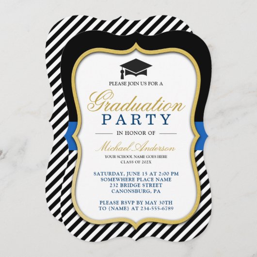 Graduation Party Modern Gold Bracket Lijst Kaart (Voorkant / Achterkant)