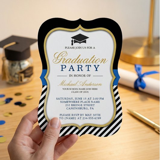 Graduation Party Modern Gold Bracket Lijst Kaart