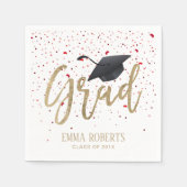 Graduation Party Modern Gold Script Red Confetti Servetten (Voorkant)