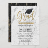 Graduation Party Modern Gold Script White Marble Kaart (Voorkant / Achterkant)