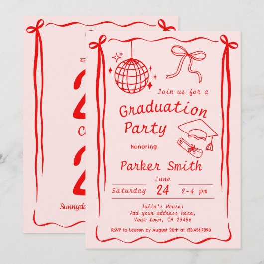 Graduation Party Modern Kaart (Voorkant / Achterkant)
