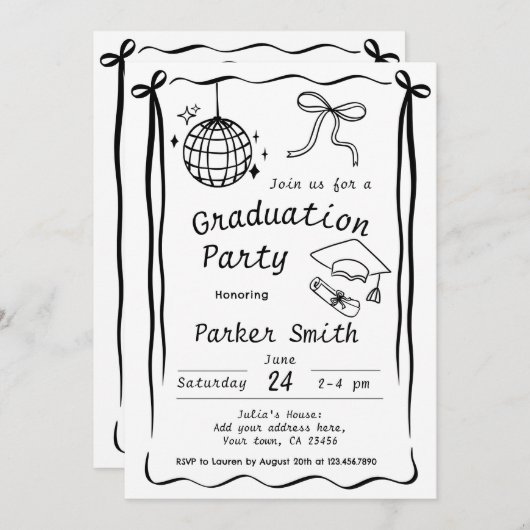 Graduation Party Modern Kaart (Voorkant / Achterkant)