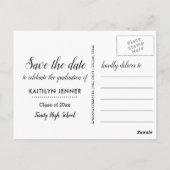 Graduation Party Modern Script Save the Date Photo Briefkaart (Achterkant)