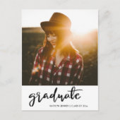 Graduation Party Modern Script Save the Date Photo Briefkaart (Voorkant)