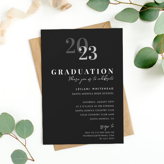Graduation Party Modern Typography Black Kaart