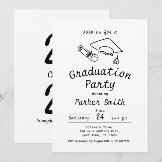 Graduation Party Moderne Uitnodiging (Voorkant / Achterkant)