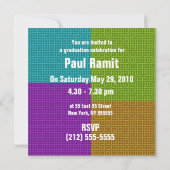 Graduation Party Multi Colors Invitation Kaart (Achterkant)