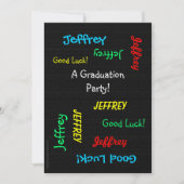 Graduation Party, Name, Faux Black Burlap Kaart (Voorkant)