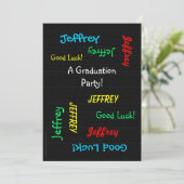 Graduation Party, Name, Faux Black Burlap Kaart (Staand voorkant)