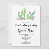 Graduation Party nodigt Cactus Waterverf Print uit Kaart (Voorkant)