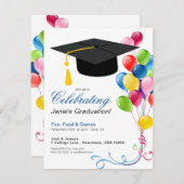 GRADUATION Party nodigt u uit met kleurrijke ballo (Voorkant / Achterkant)