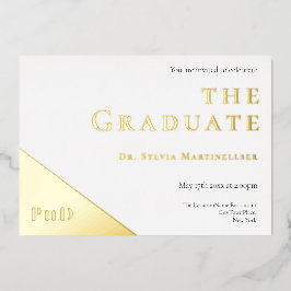 Graduation Party of Degree Gold White Folie Uitnodiging
