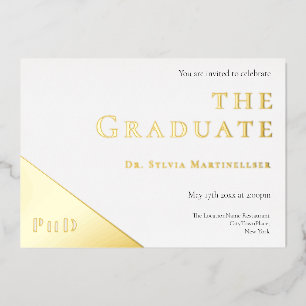 Graduation Party of Degree Gold White Folie Uitnodiging