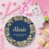 Graduation Party of Elegant Navy Blue Gold Class o Papieren Bordje (Feest)