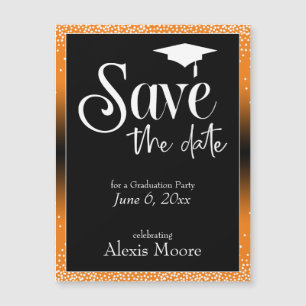 Graduation Party Oranje Black Ombre Magnetic Kaart