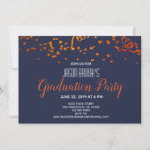Graduation Party Oranje Gold Confetti Black Kaart (Voorkant)