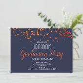Graduation Party Oranje Gold Confetti Black Kaart (Staand voorkant)