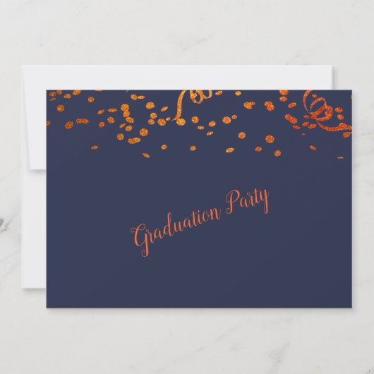 Graduation Party Oranje Gold Confetti Black Kaart (Achterkant)