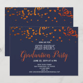 Graduation Party Oranje Gold Confetti Black Kaart (Voorkant / Achterkant)