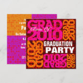 Graduation Party Oranje roze mozaïekuitnodiging Kaart (Voorkant / Achterkant)