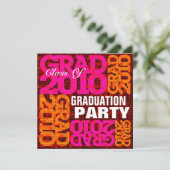 Graduation Party Oranje roze mozaïekuitnodiging Kaart (Staand voorkant)