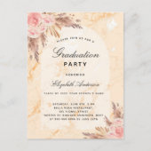 Graduation party pampas grasmarmer blush 2022 uitnodiging briefkaart (Voorkant)