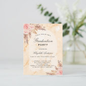 Graduation party pampas grasmarmer blush 2022 uitnodiging briefkaart (Staand voorkant)