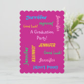 Graduation Party, Personalized Hot Pink Two Side Kaart (Staand voorkant)