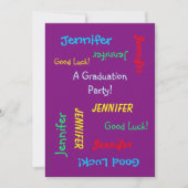 Graduation Party, Personalized Name, Paars Kaart (Voorkant)