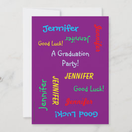 Graduation Party, Personalized Name, Paars Kaart