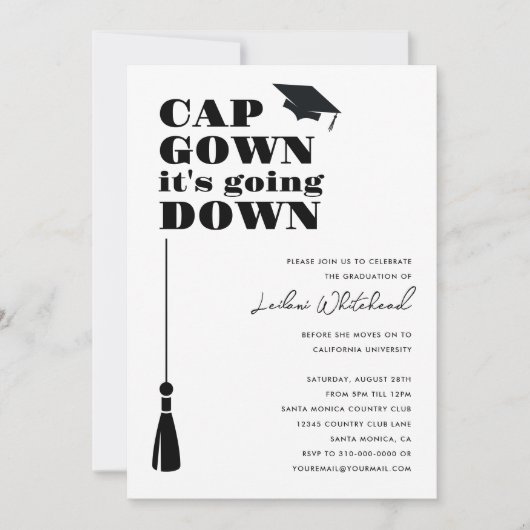 Graduation Party Pet gaat naar beneden Kaart (Voorkant)