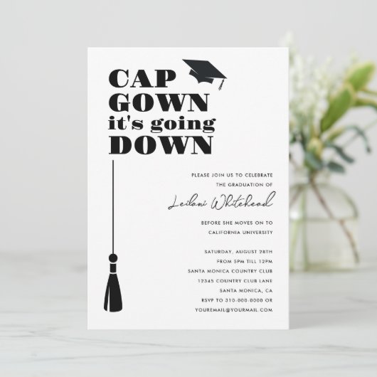 Graduation Party Pet gaat naar beneden Kaart (Staand voorkant)