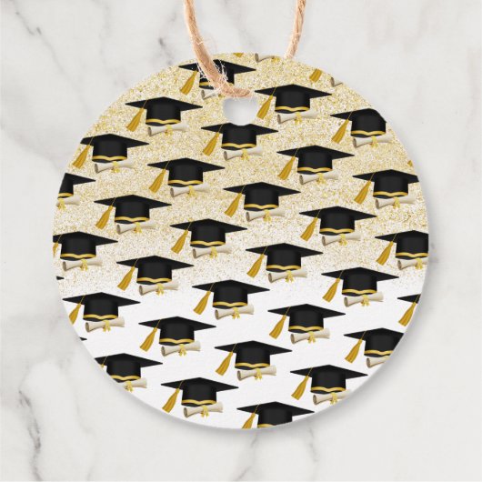 Graduation Party Pet Gold Glitter Script Dank je Bedankjes Labels (Achterkant)