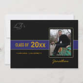 Graduation Party Photo Blue Invitation Kaart (Voorkant)