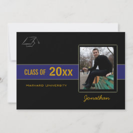 Graduation Party Photo Blue Invitation Kaart