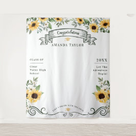 Graduation Party Photo Booth Sunflower Tapestry Wandkleed