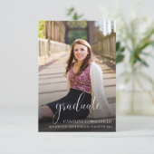 Graduation Party Photo Elegant Script Kaart (Staand voorkant)