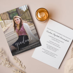 Graduation Party Photo Elegant Script Kaart