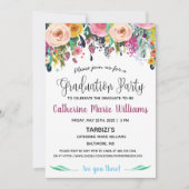 Graduation Party Photo Floral Invitation Kaart (Voorkant)
