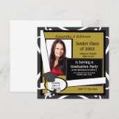 Graduation Party Photo Invitation Black Pet Kaart (Voorkant / Achterkant)